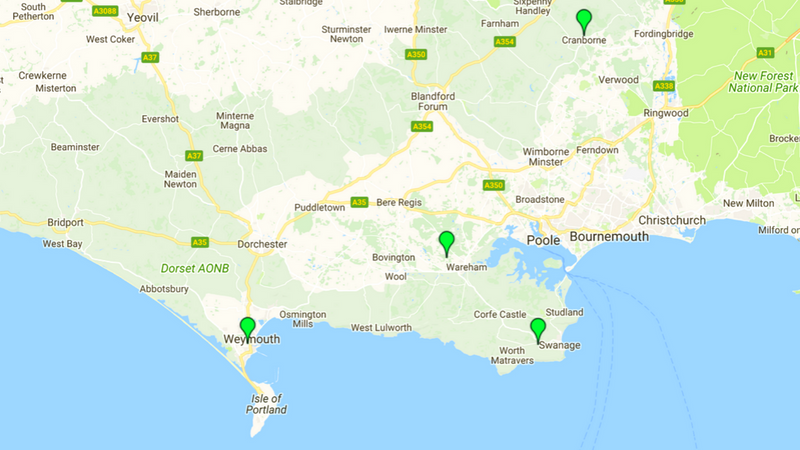 Map of the Dorset Outdoor Education Centres